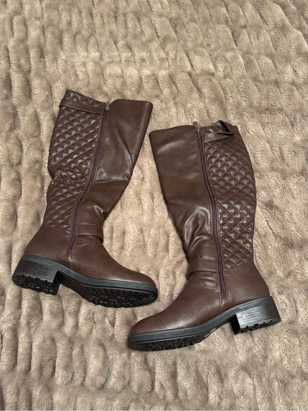 Women's Plus Size Wide Calf Leather Like Riding Boots Size 8.5